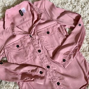H&M Divided Button Down Pocket Shirt - Pink